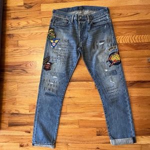 POLO RALPH LAUREN MENS SULLIVAN SLIM PATCH AND REPAIR JEAN